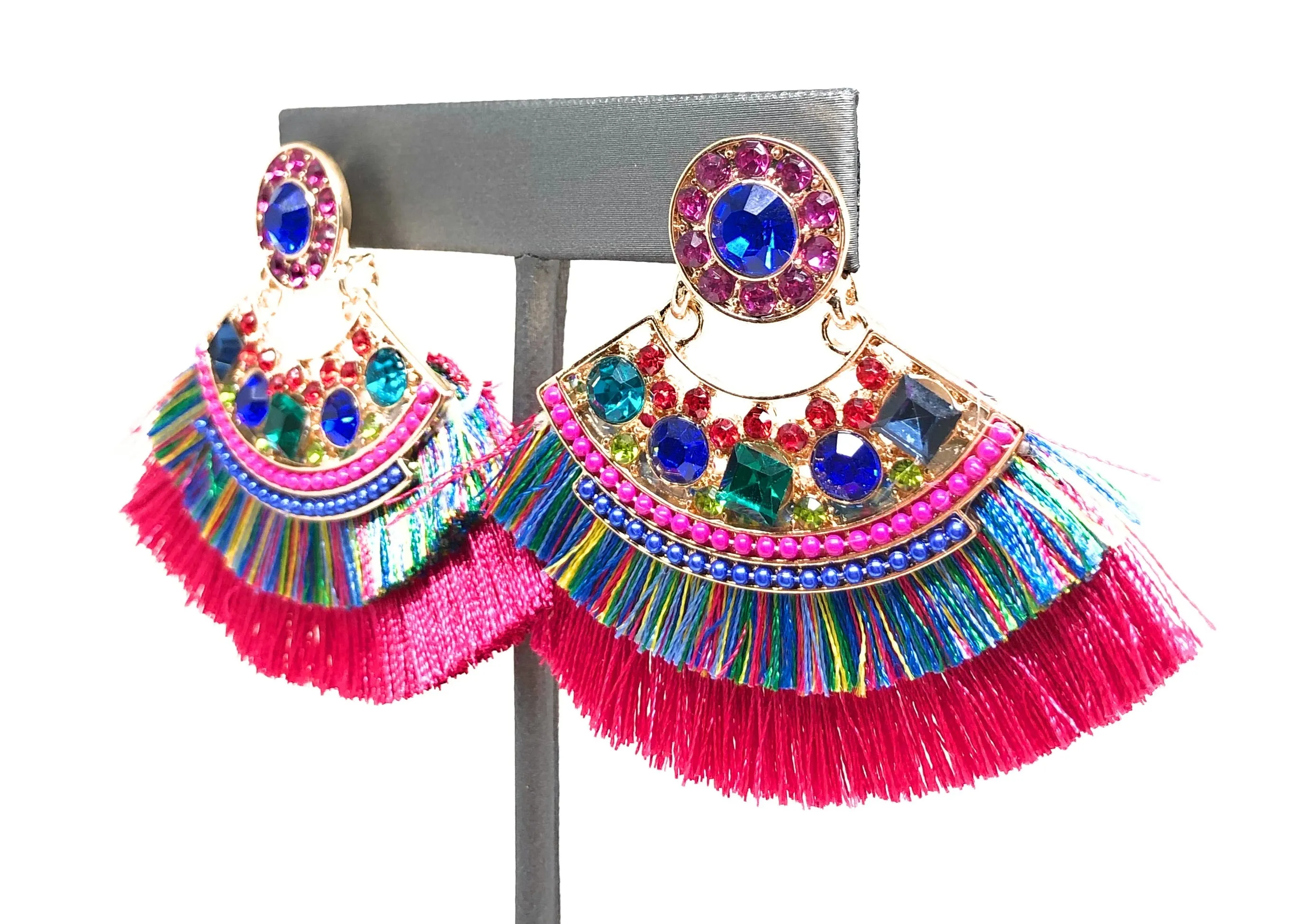 Gold Plated Colorful Wildflower Chandelier Earrings Aretes Folklorico