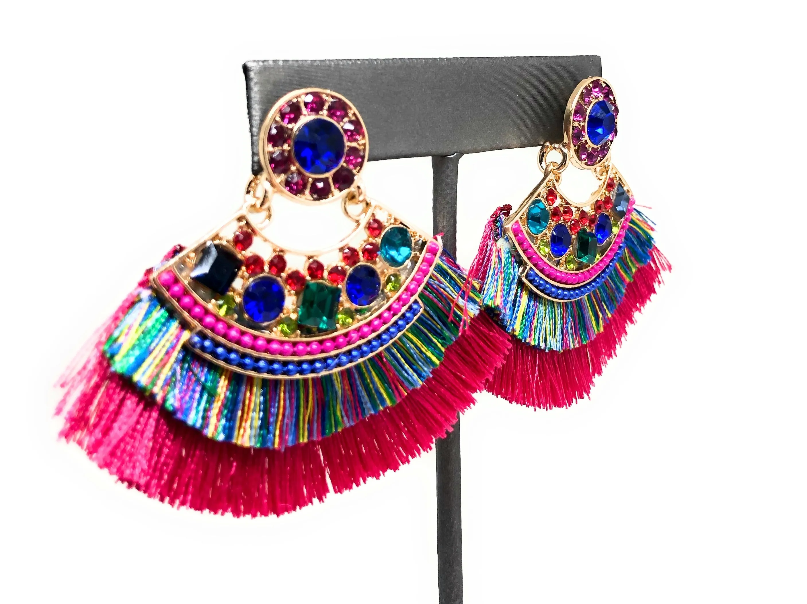 Gold Plated Colorful Wildflower Chandelier Earrings Aretes Folklorico