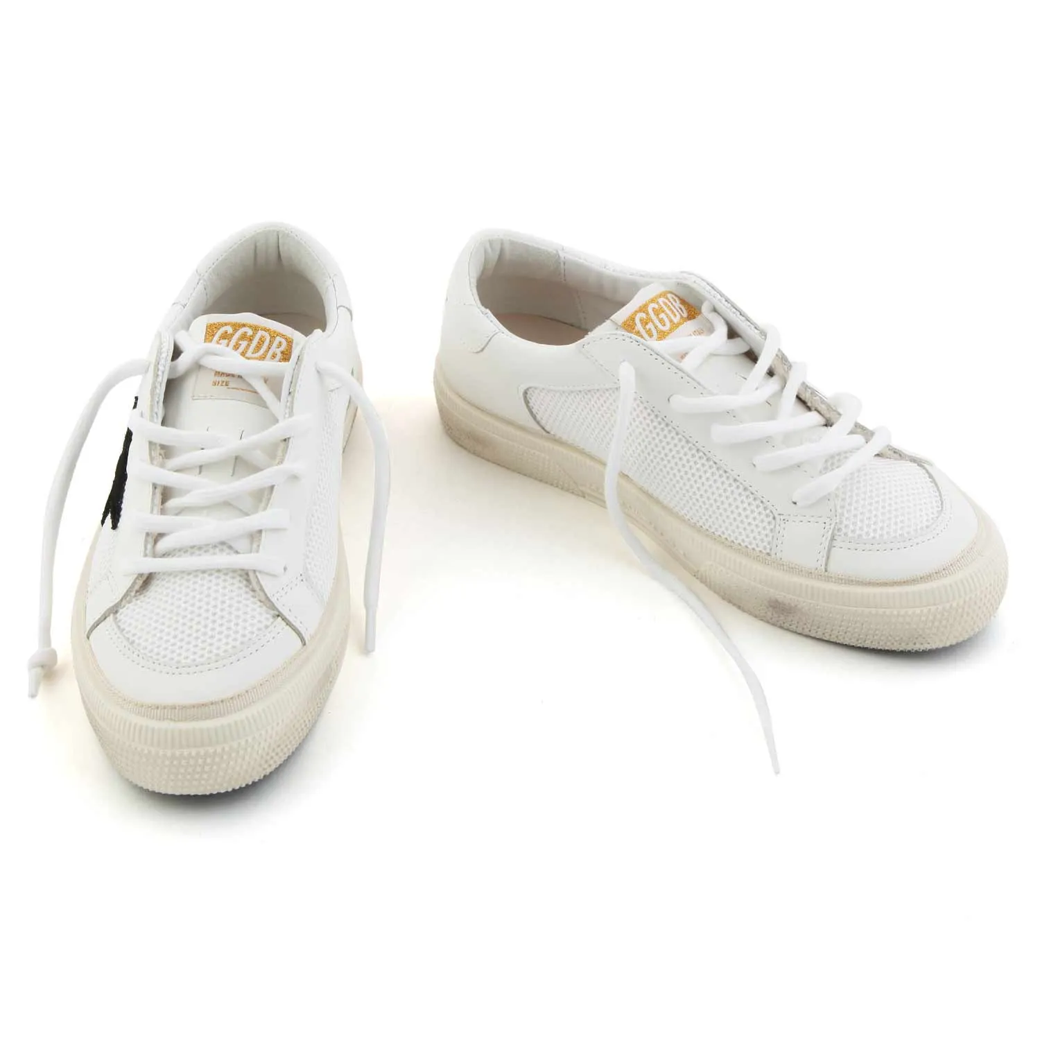 Golden Goose White Unisex May Sneakers With Black Star For Teens