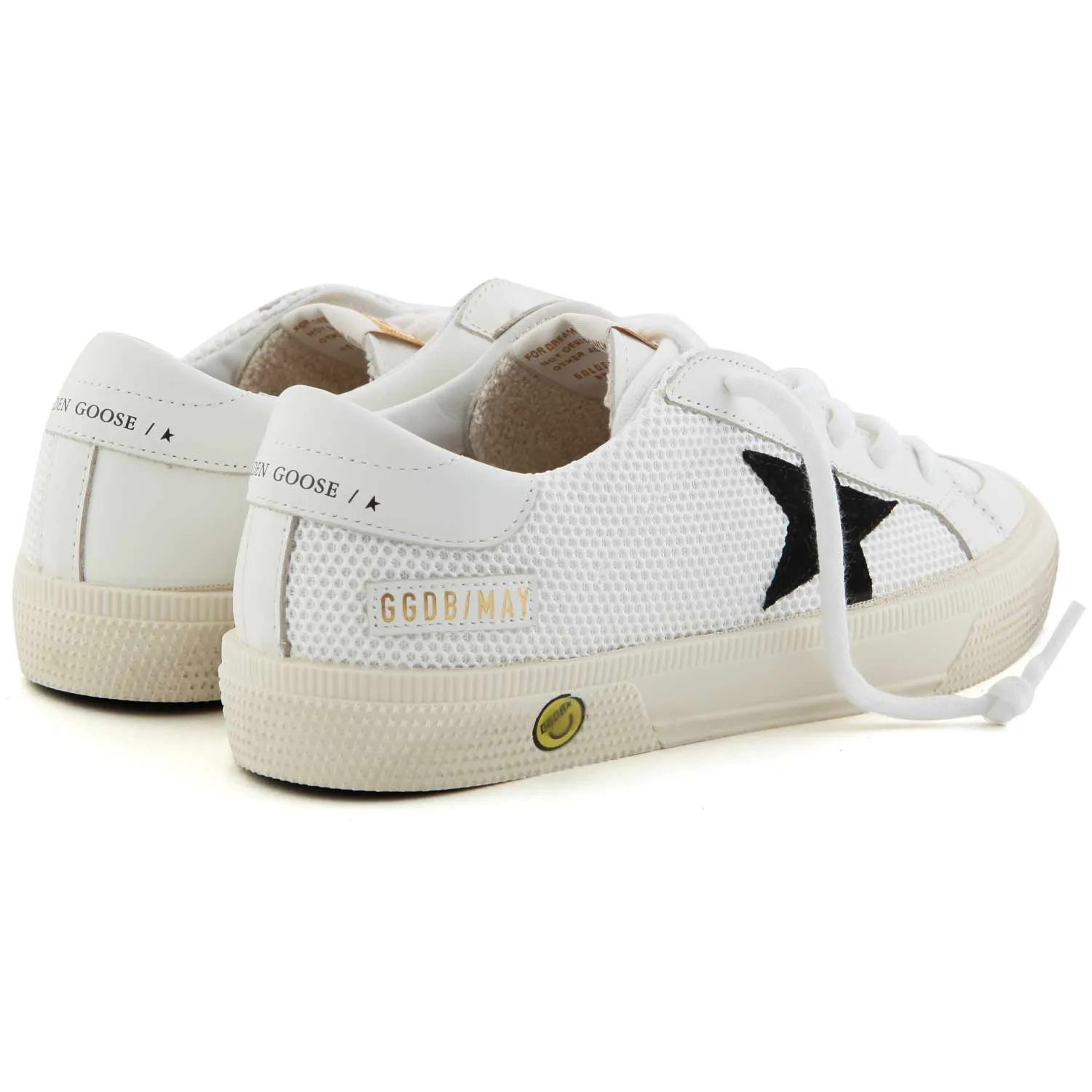 Golden Goose White Unisex May Sneakers With Black Star For Teens