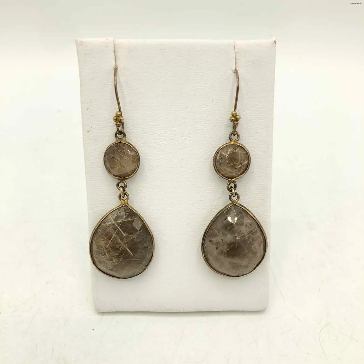 Goldtone Pre Loved Stones Taupe Earrings