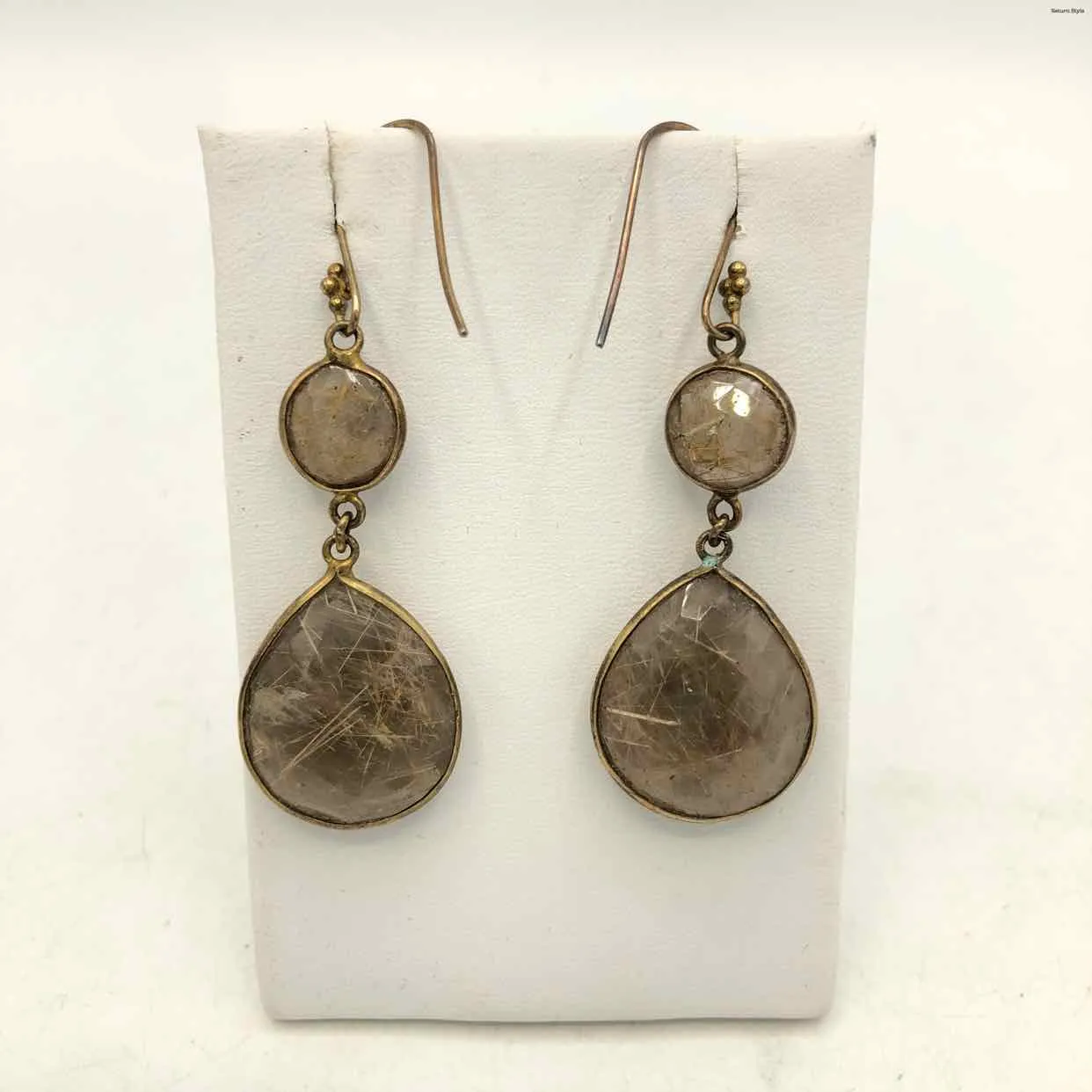 Goldtone Pre Loved Stones Taupe Earrings