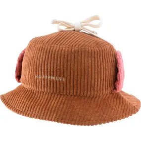 Happymess Corduroy Hat, Cocoa & Pink Blush