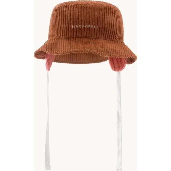 Happymess Corduroy Hat, Cocoa & Pink Blush