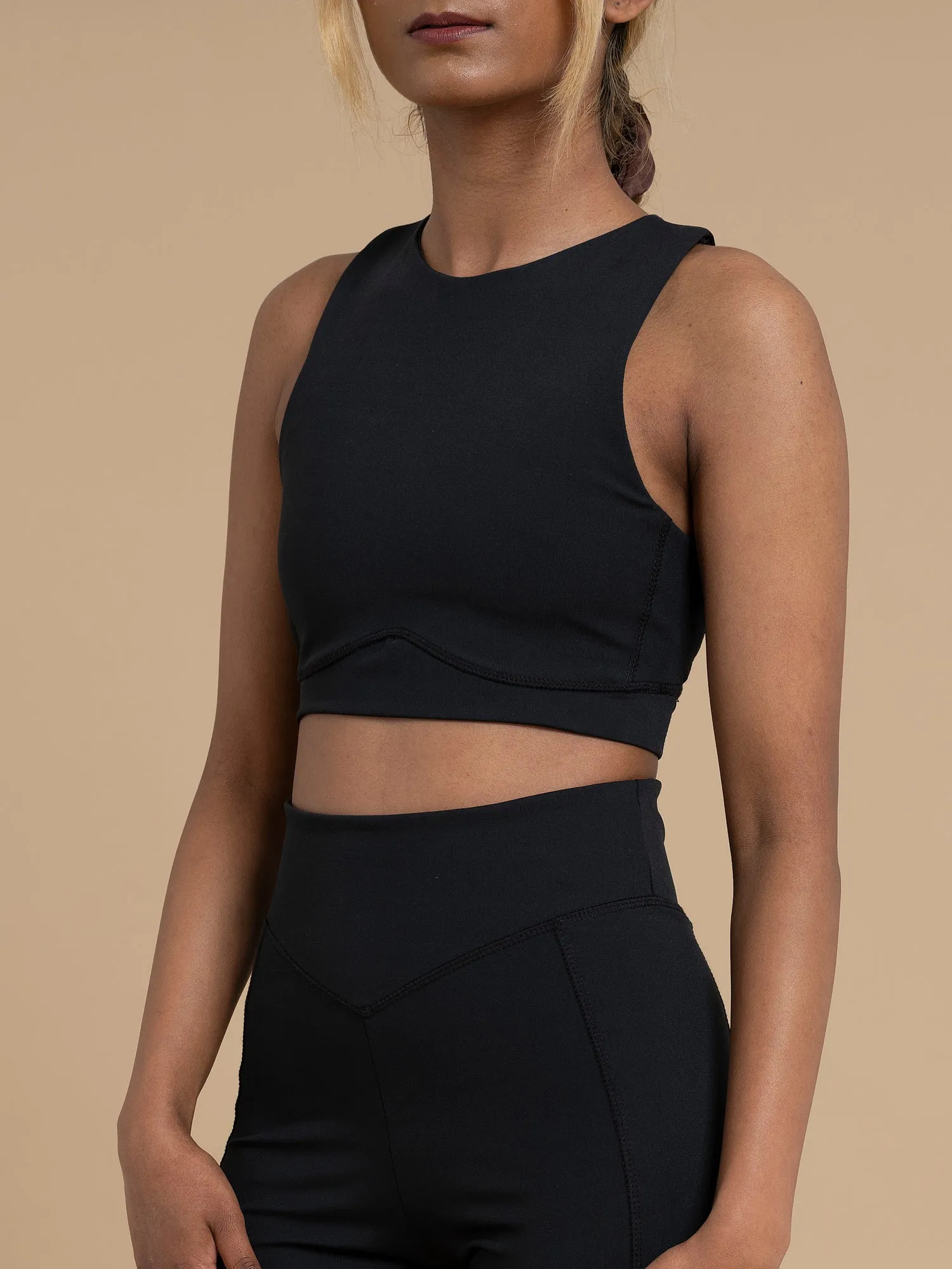 HAZEL cropped vest top black