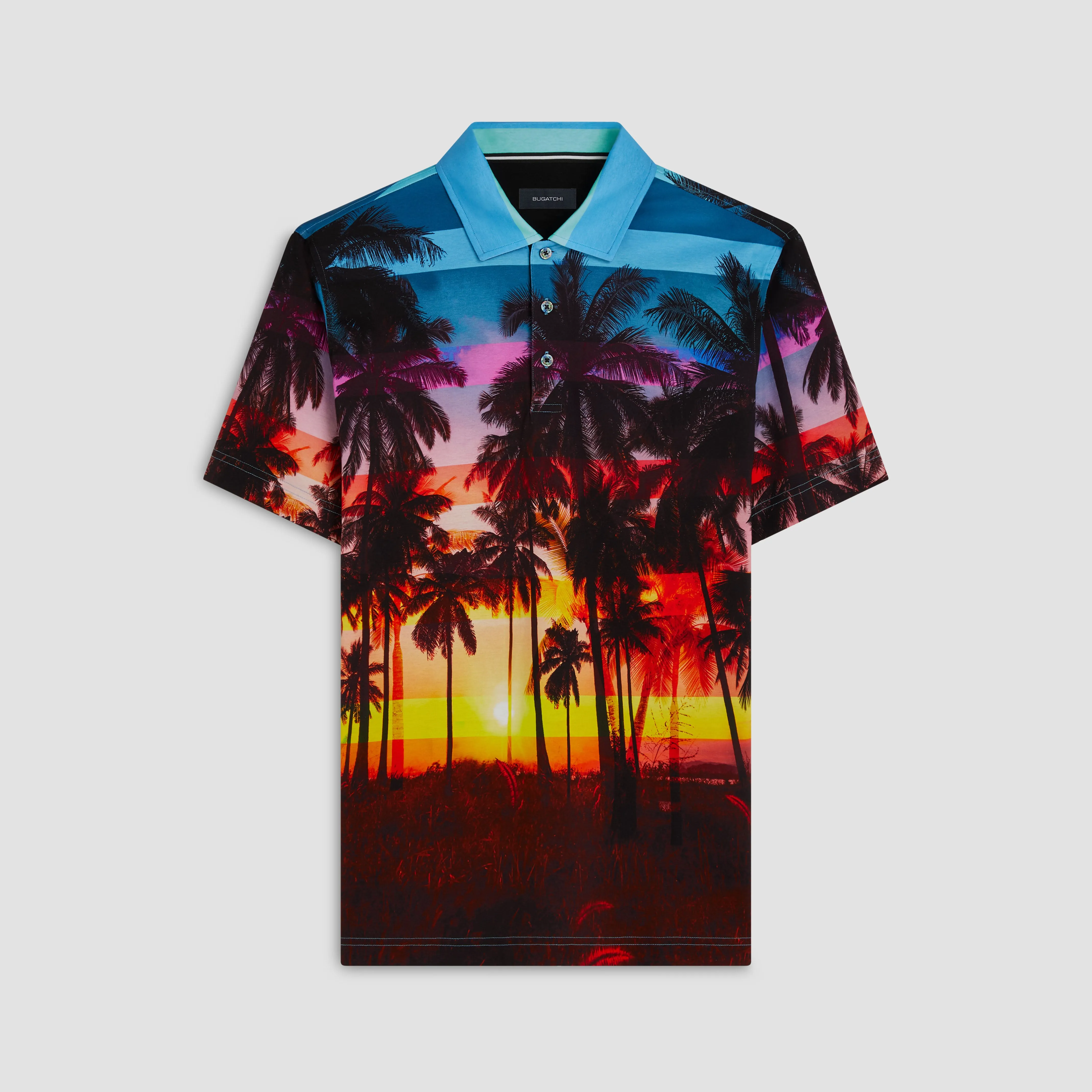 Hendrix Tropical Sunset Print Polo Shirt