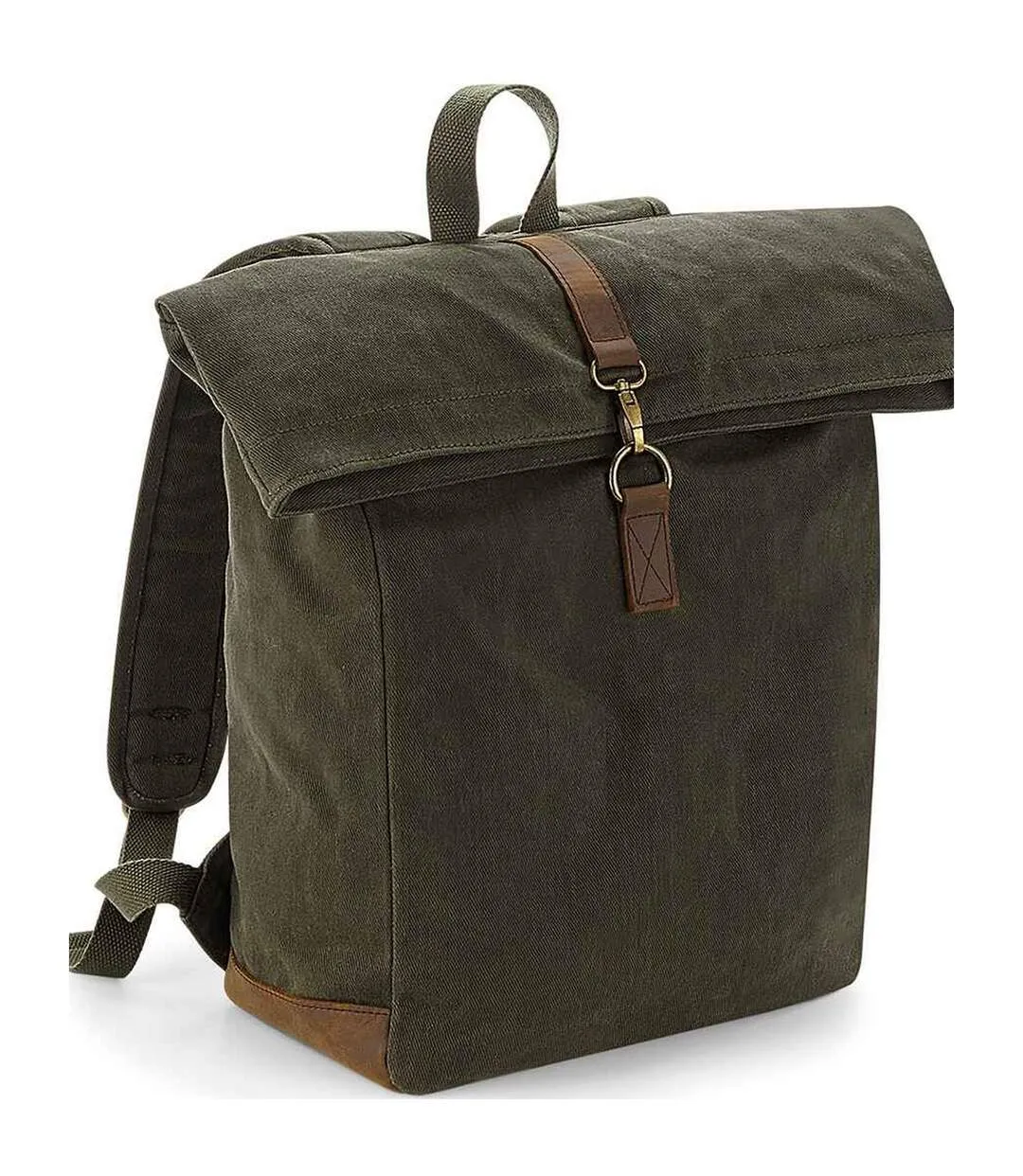 Heritage leather trim backpack one size olive Quadra