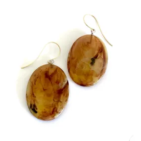 Honey Amber Marbled Lucite Drop Earrings