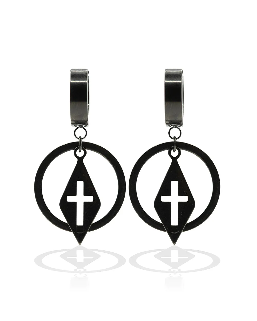 Huggies Cross & Circle Earrings