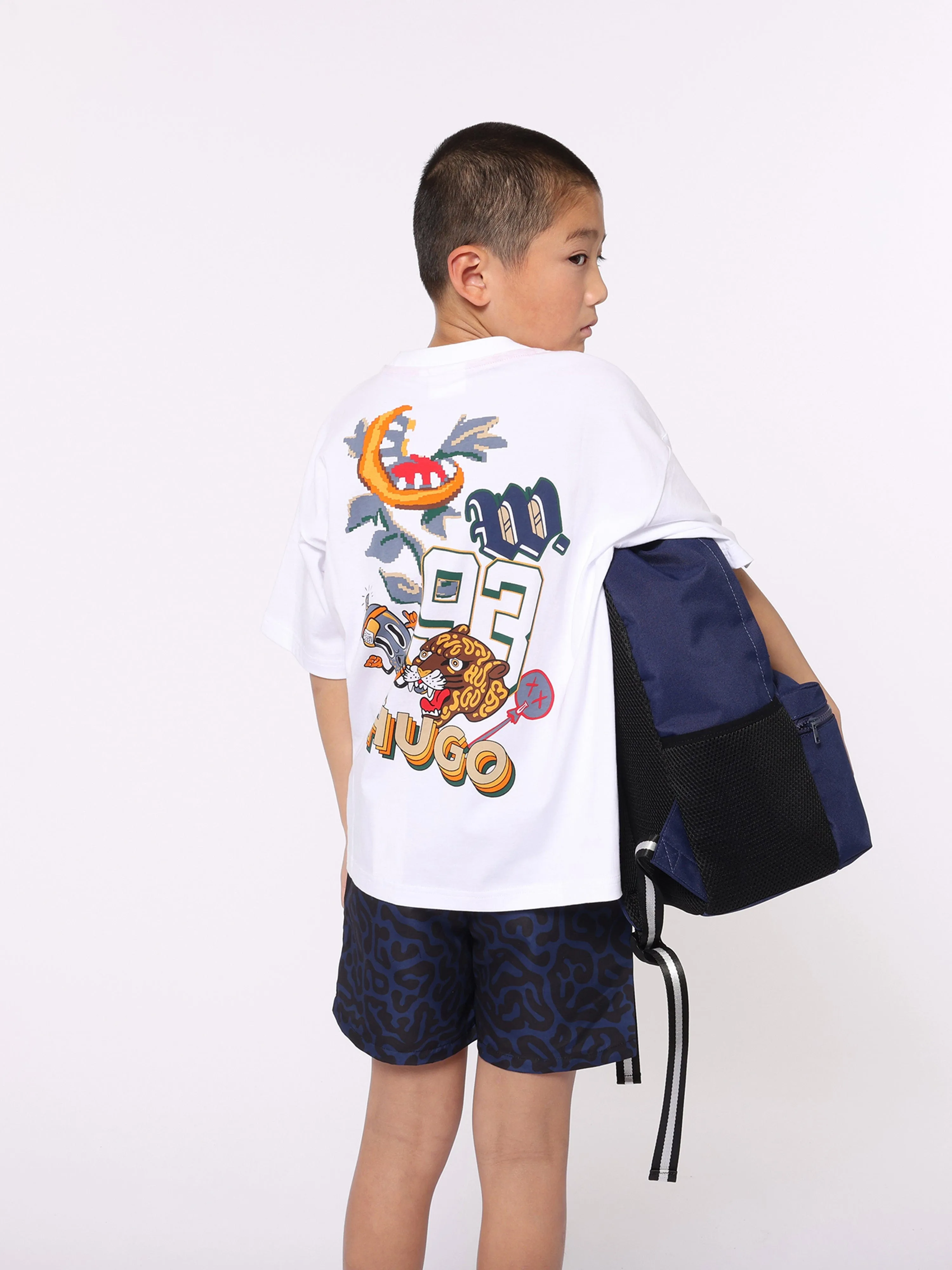 Hugo Boys Logo Backpack in Blue (39cm)