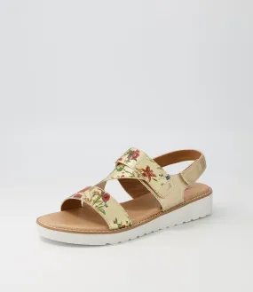 I LOVE BILLY Baktie Gold Floral Elastic Sandals