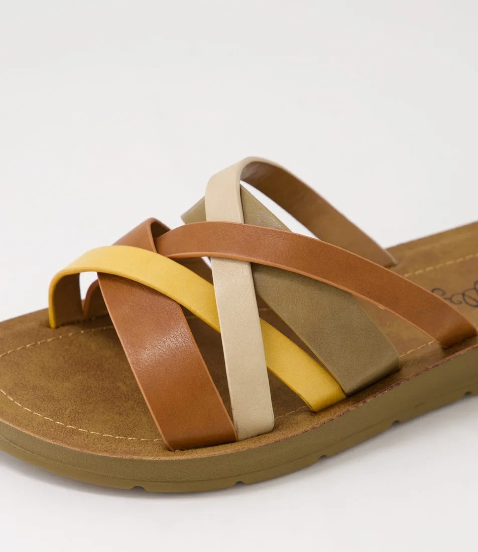 I LOVE BILLY Moosh White Golden Multi Sandals