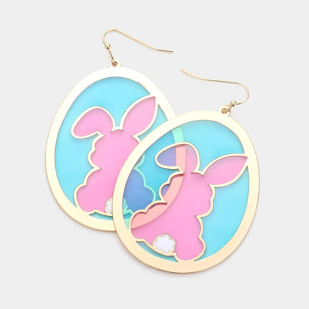 iLLASPARKZ Translucent Oval Easter Bunny Dangle Earrings