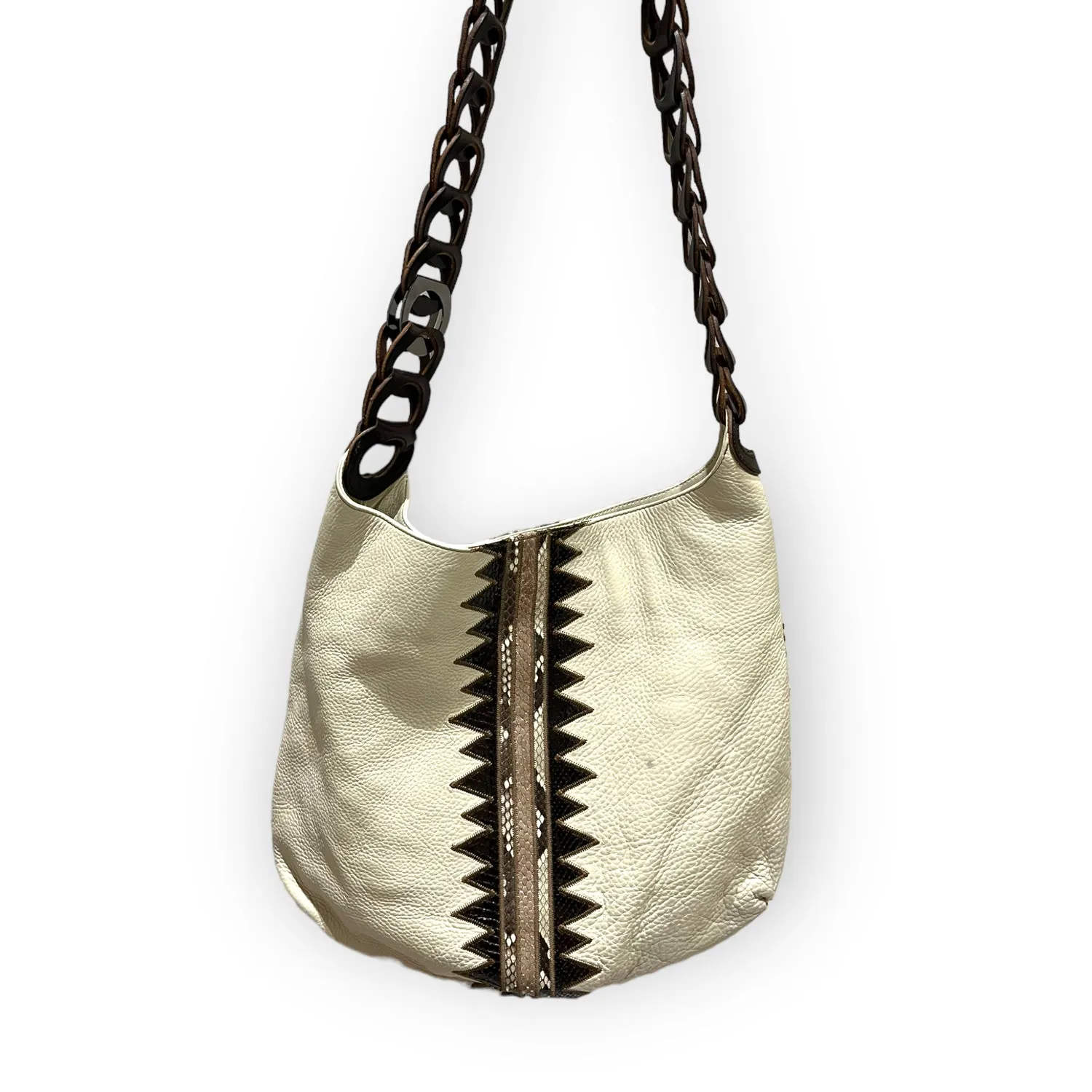 Jimmy Choo Cream and Brown Shoulder Bag