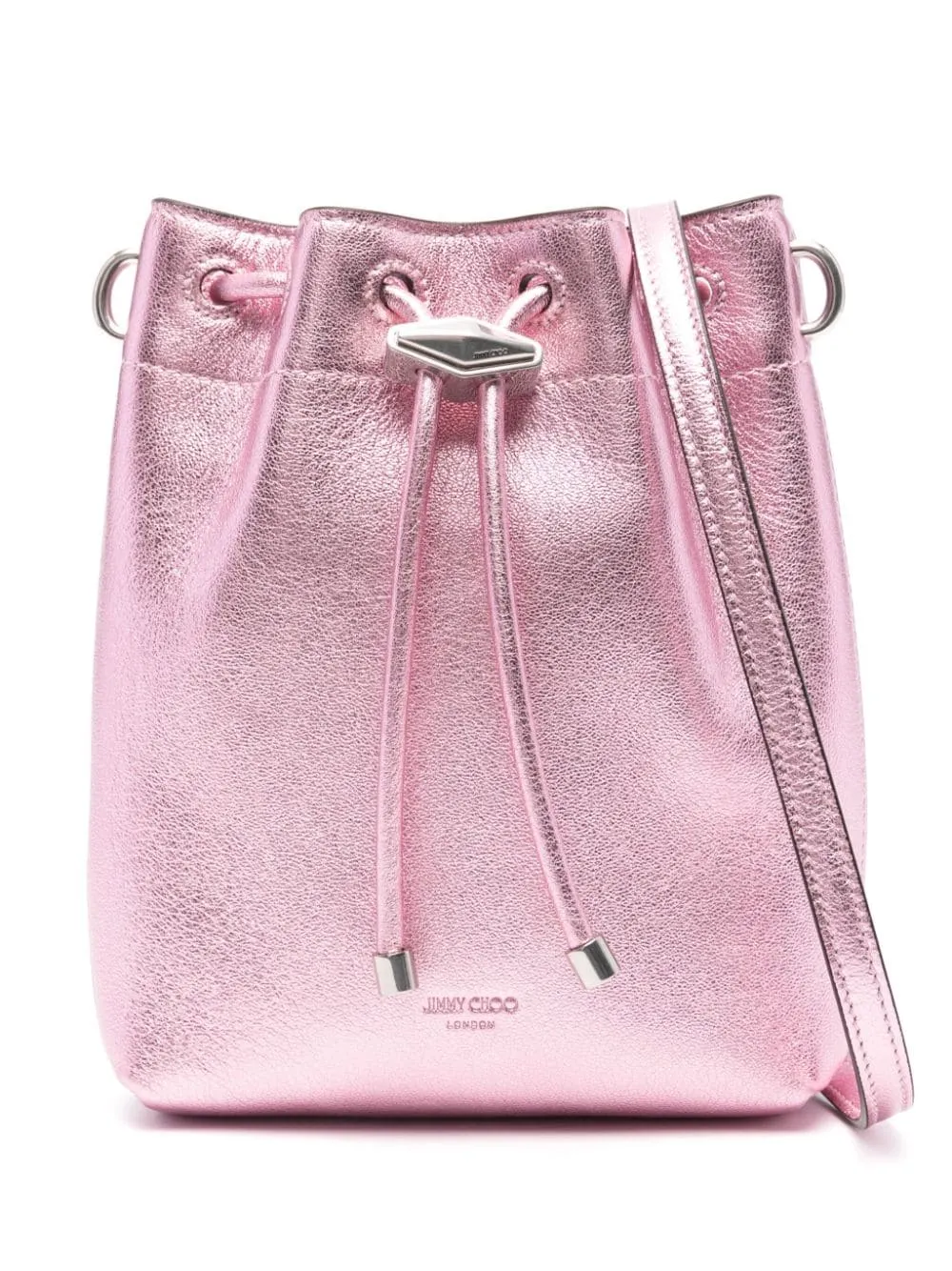 Jimmy Choo    Jimmy Choo Bon Bon Metallic Leather Mini Bucket Bag