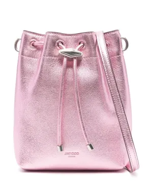 Jimmy Choo    Jimmy Choo Bon Bon Metallic Leather Mini Bucket Bag