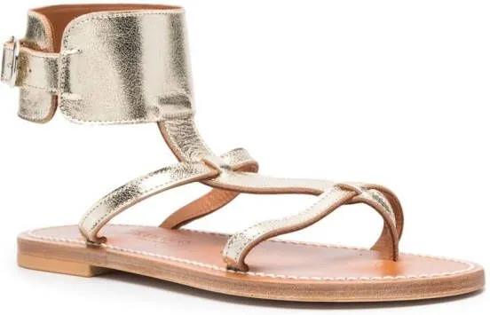 K. Jacques metallic finish ankle-fastening sandals Gold