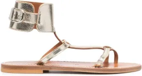 K. Jacques metallic finish ankle-fastening sandals Gold