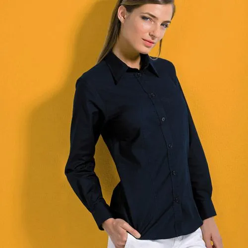 Kustom Kit Womens Workwear Oxford Long Sleeve Blouse