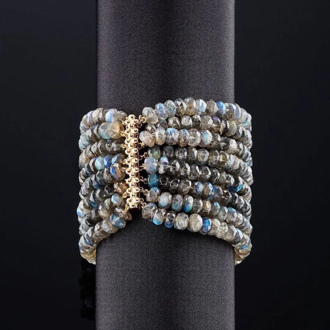 Labradorite Multi Strand Bracelet, 14K Yellow Gold