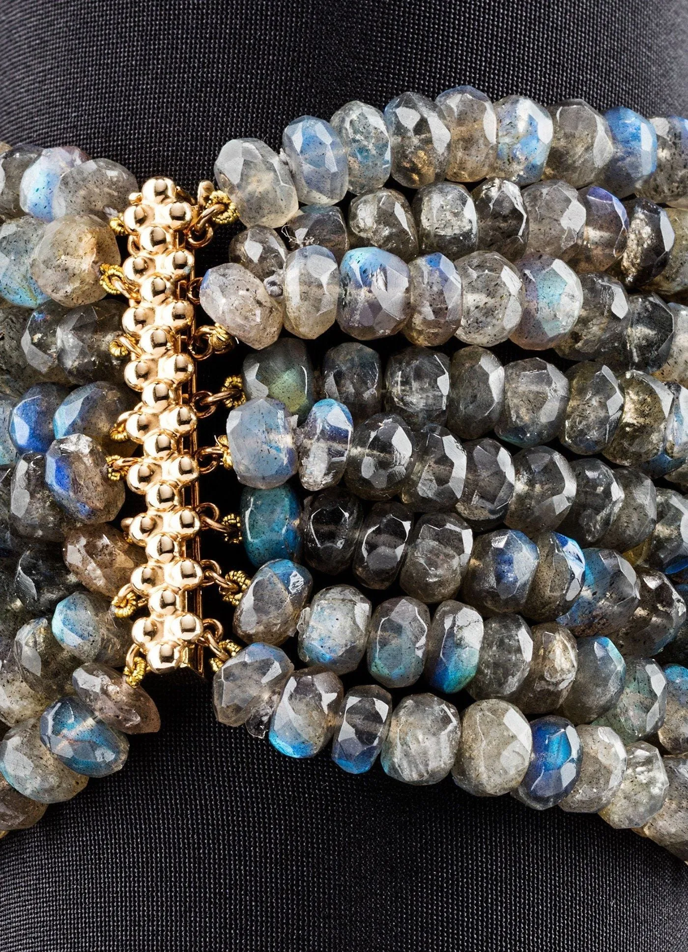 Labradorite Multi Strand Bracelet, 14K Yellow Gold