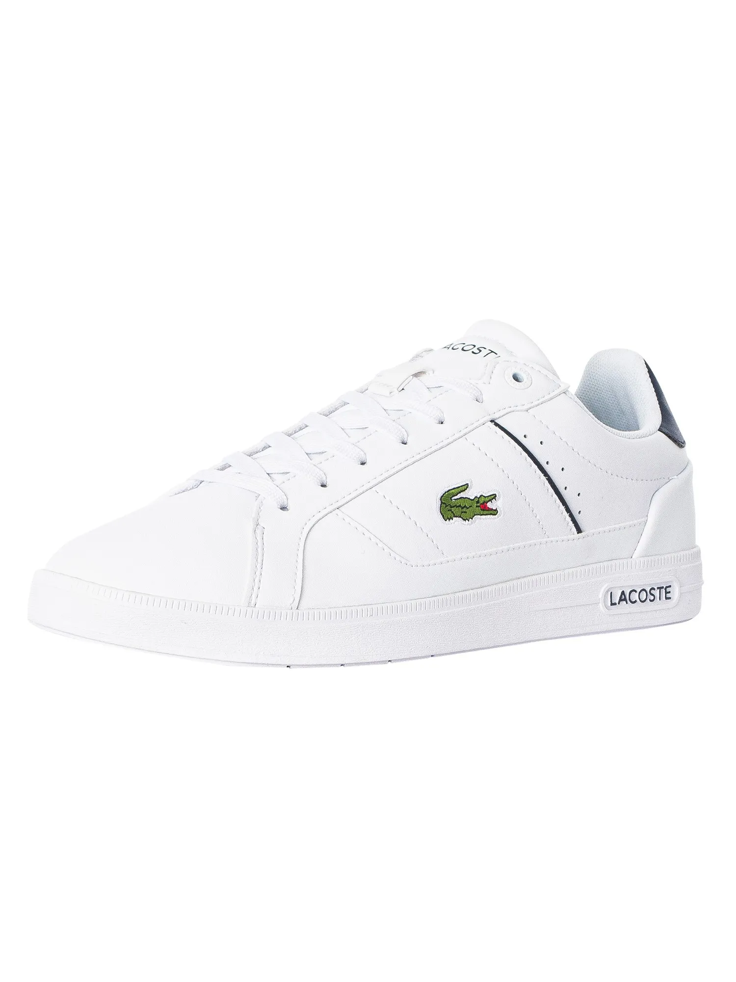 Lacoste Europa Pro 123 1 SMA Leather Trainers - White/Navy