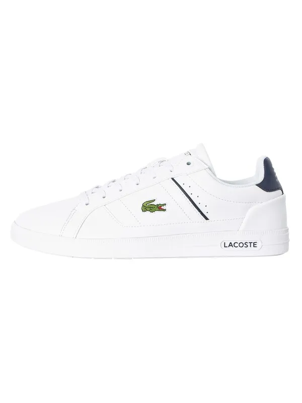 Lacoste Europa Pro 123 1 SMA Leather Trainers - White/Navy