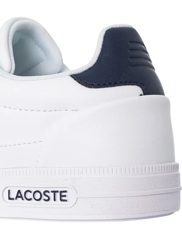 Lacoste Europa Pro 123 1 SMA Leather Trainers - White/Navy