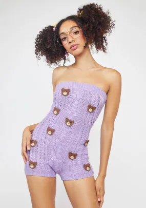 Lavender Teddy Time Knit Romper-