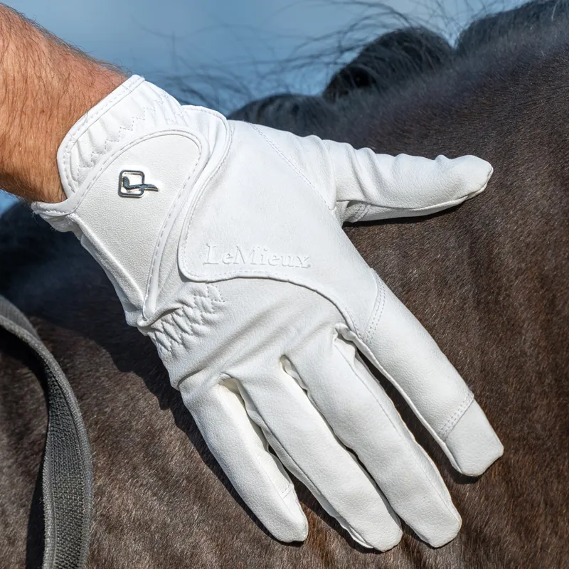 LeMieux Close Contact Adults Riding Gloves - White