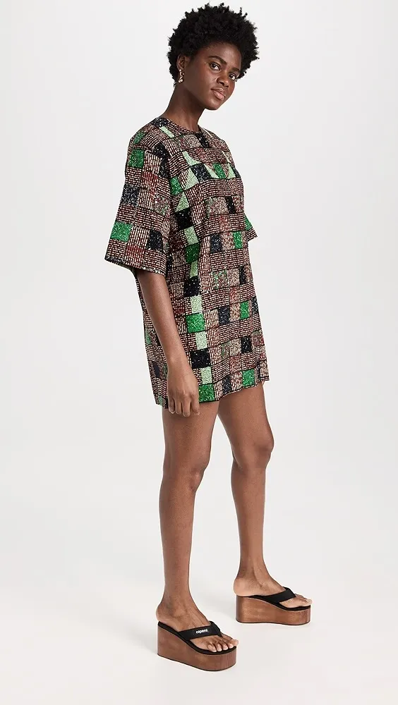 Lisa Folawiyo   Hand Embellished Checkered Tunic 