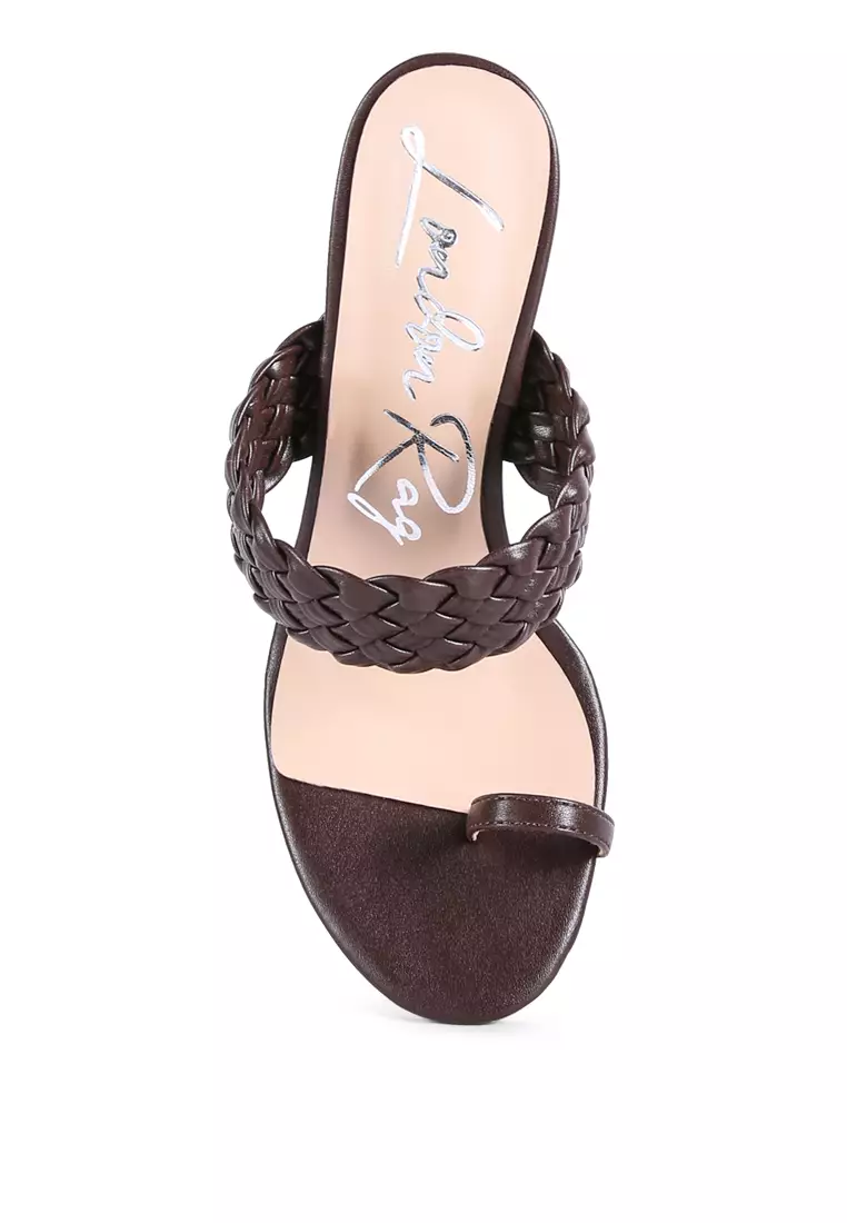 London Rag Espresso Woven Strap Toe Ring Sandals