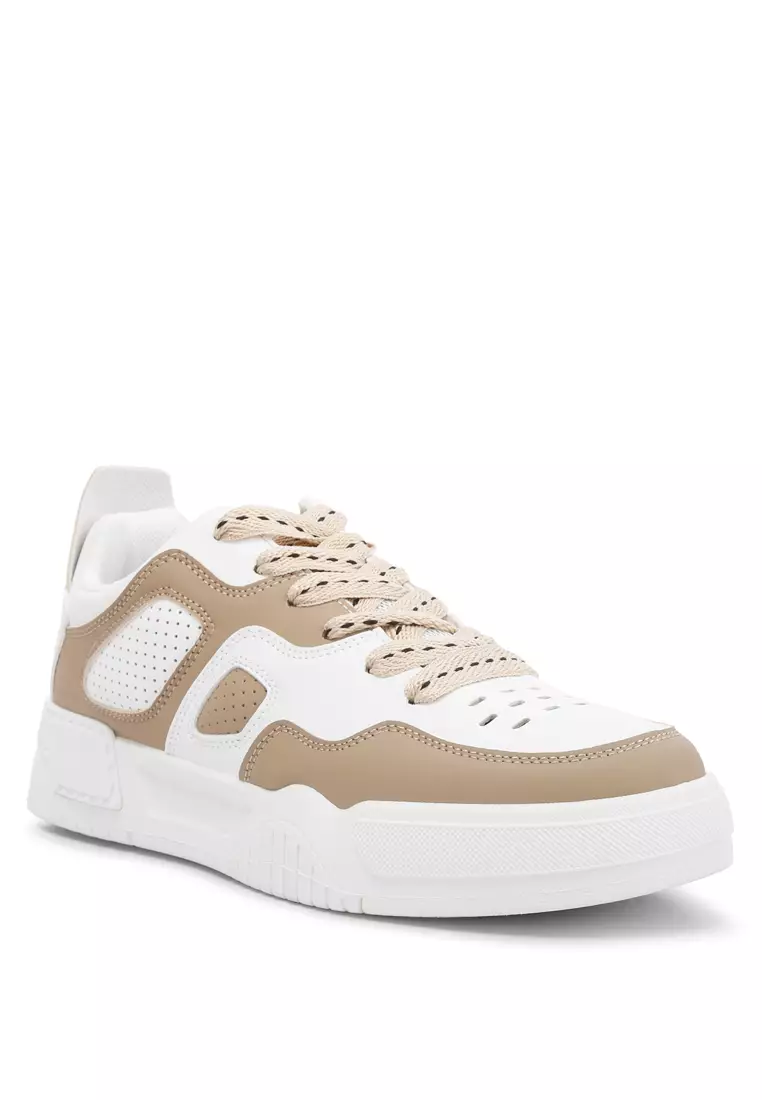 London Rag Panelling Flatform Sneakers Sand/White