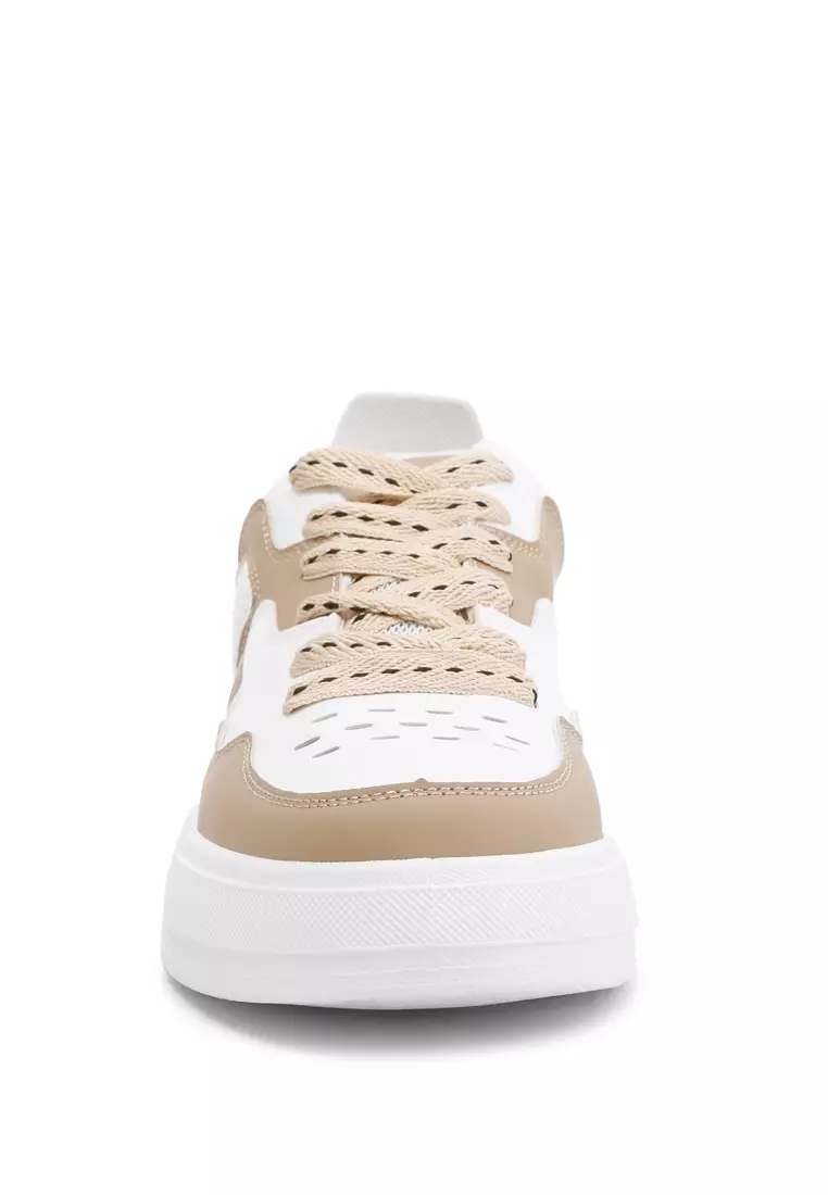 London Rag Panelling Flatform Sneakers Sand/White