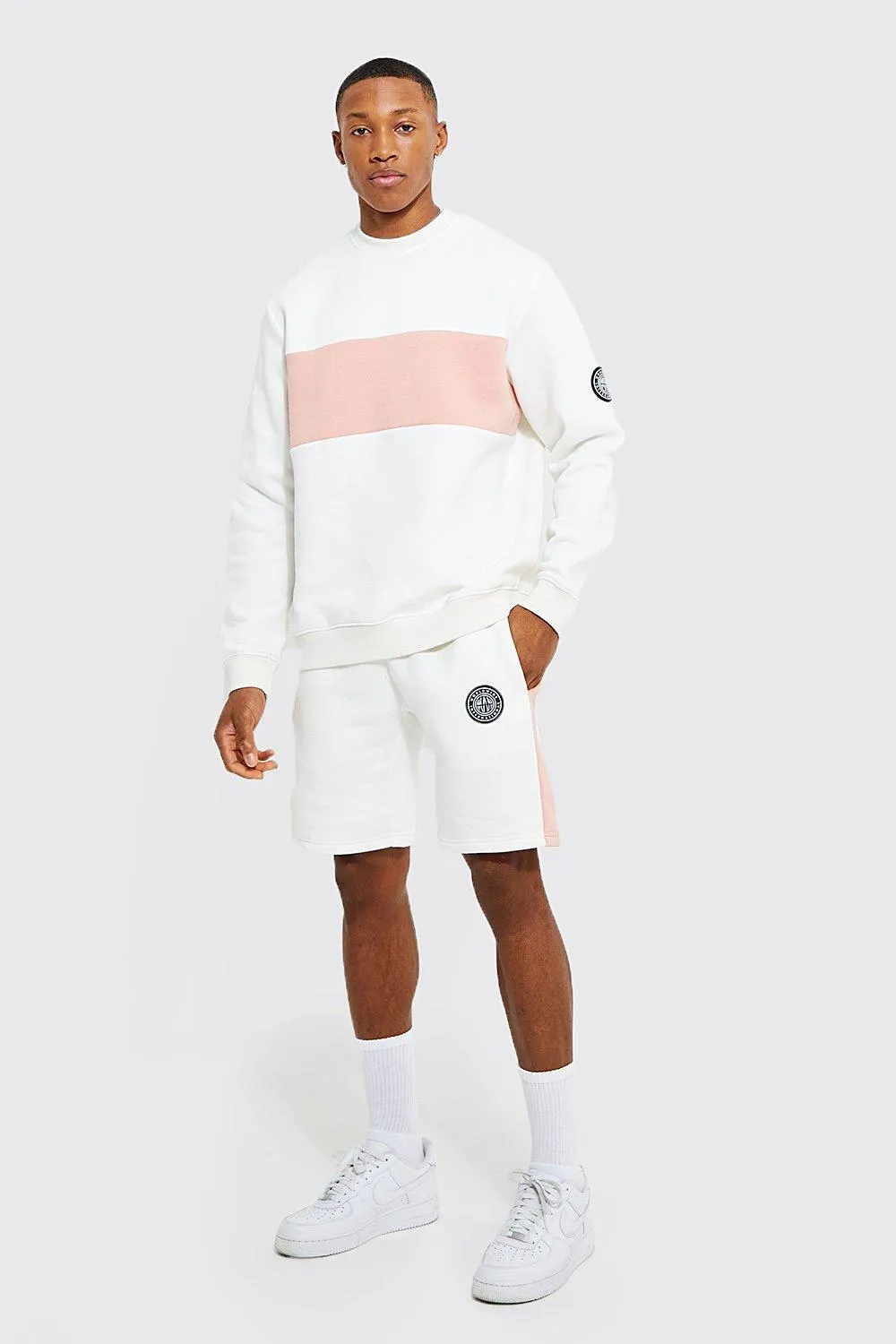 Man Badge Colour Block Short Tracksuit