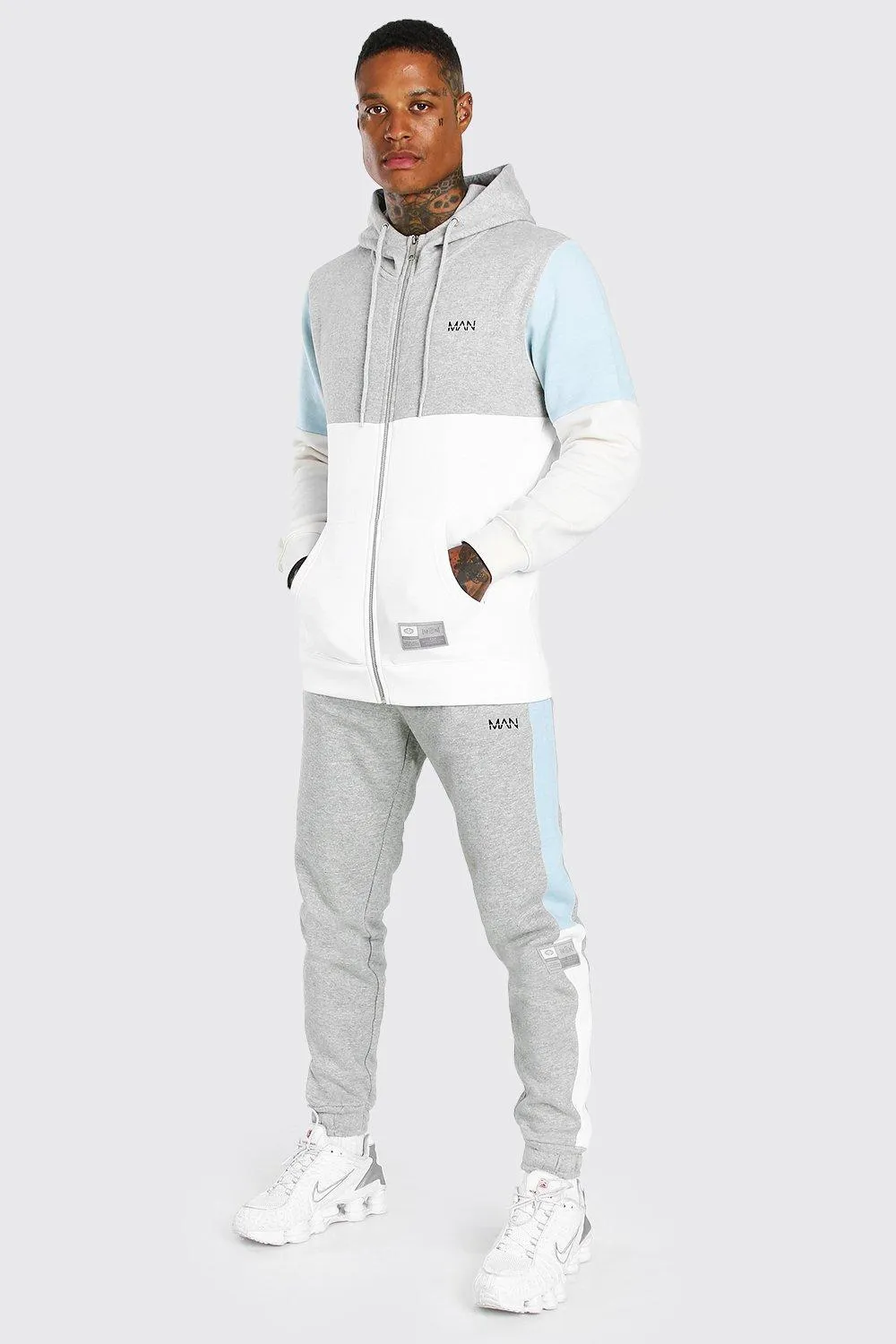 MAN Dash Colour Block Zip Through Tracksuit | boohooMAN UK