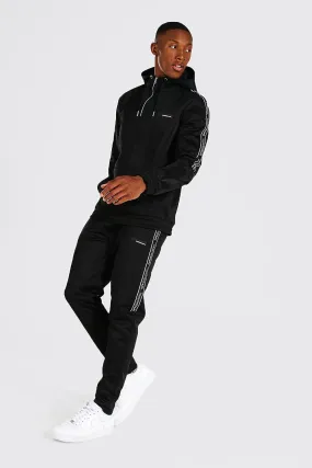 Man Tape Poly Zip Hooded Tracksuit