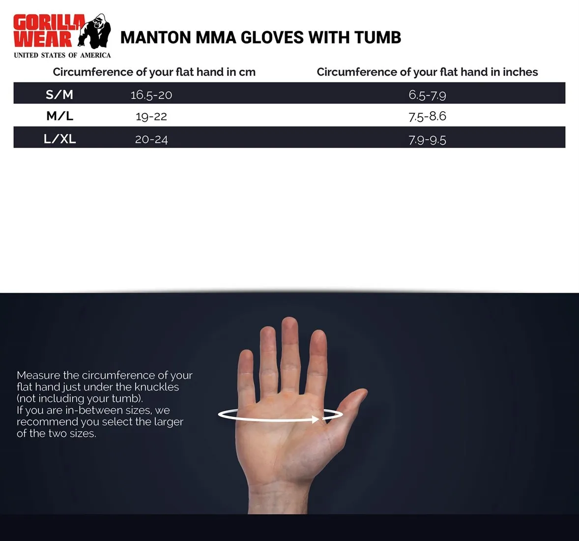 Manton MMA Gloves (With Thumb) - Black/White - S/M Gorilla Wear