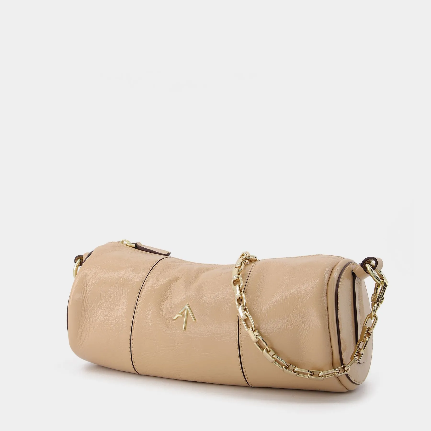 Manu Atelier  Cylinder Bag in Beige Leather