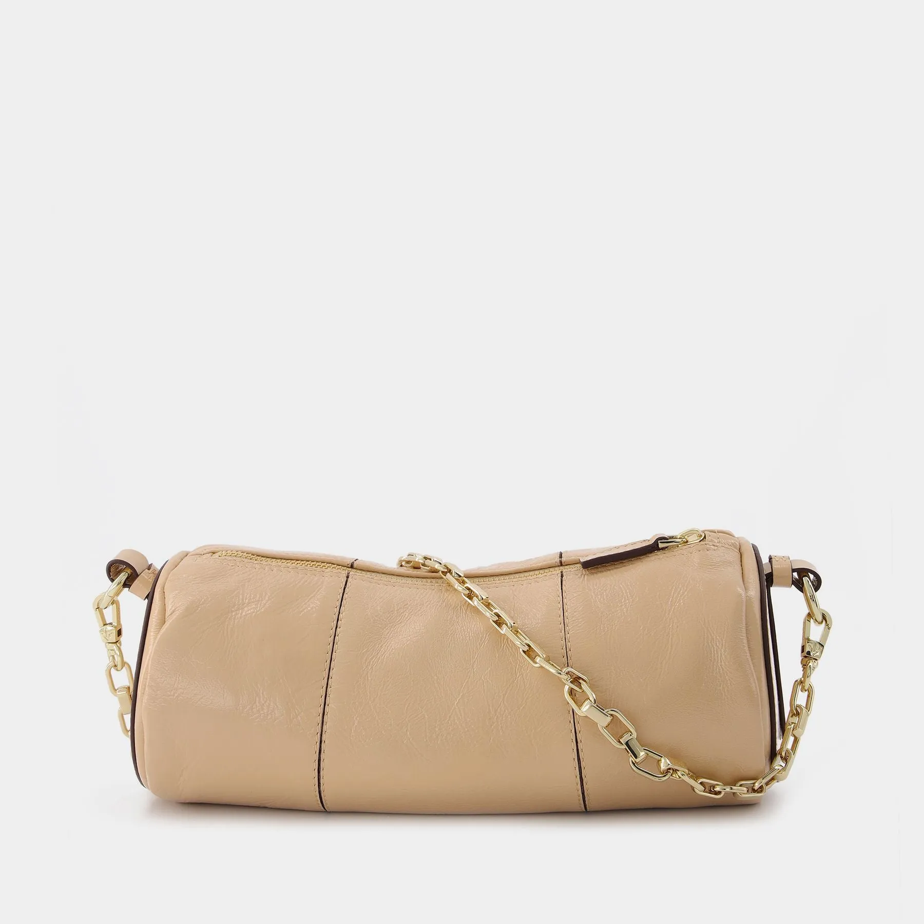 Manu Atelier  Cylinder Bag in Beige Leather