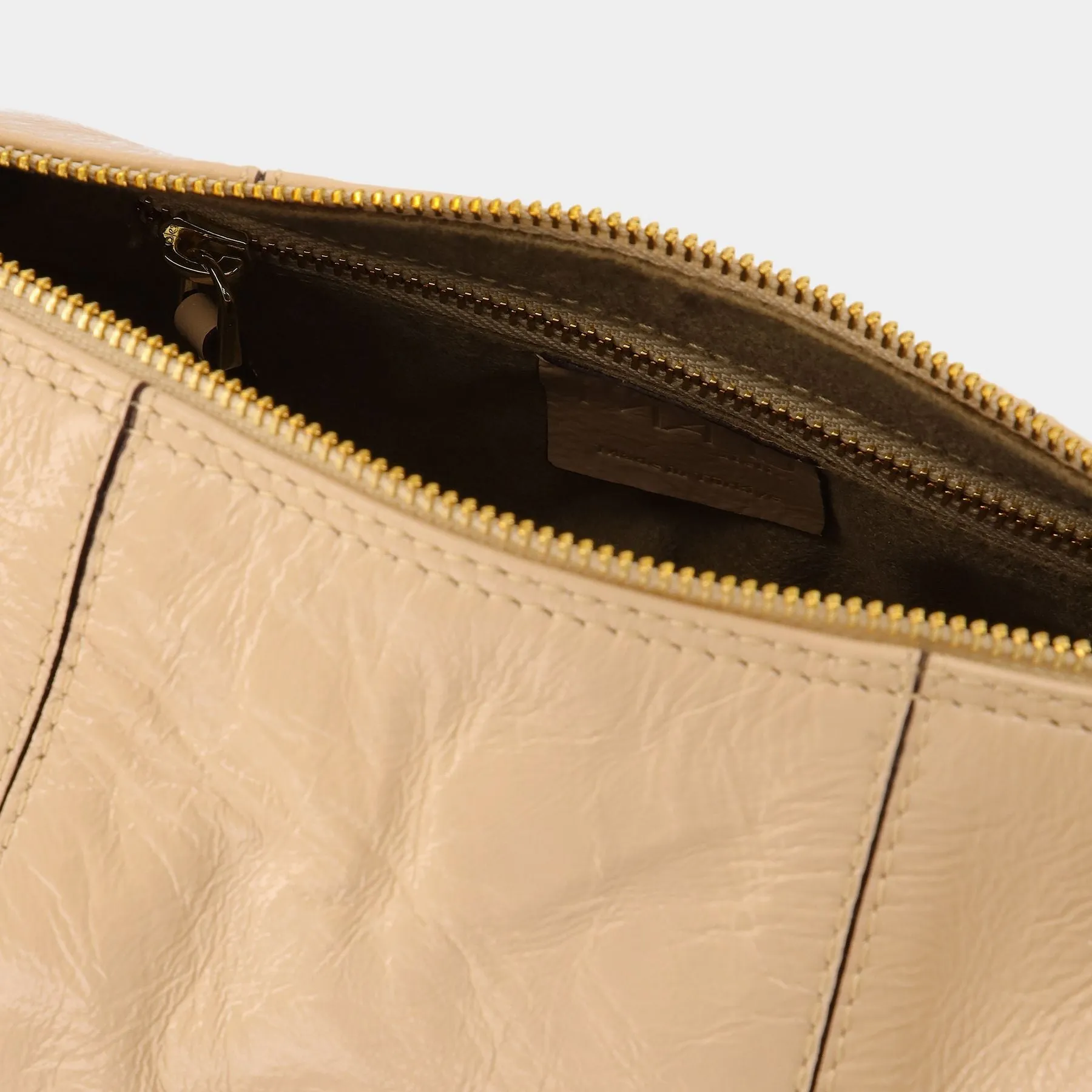 Manu Atelier  Cylinder Bag in Beige Leather