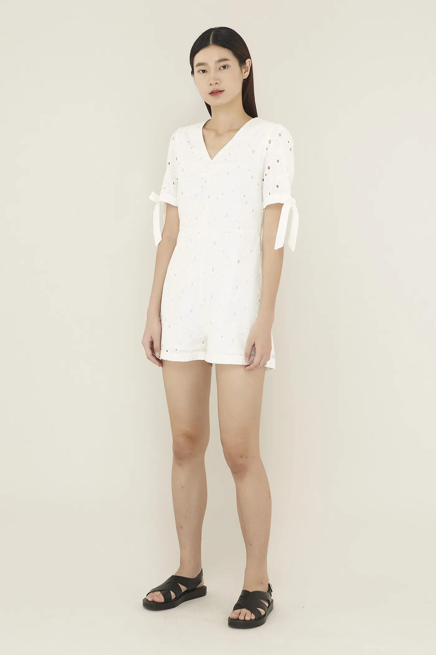 Marita Ruched-front Romper