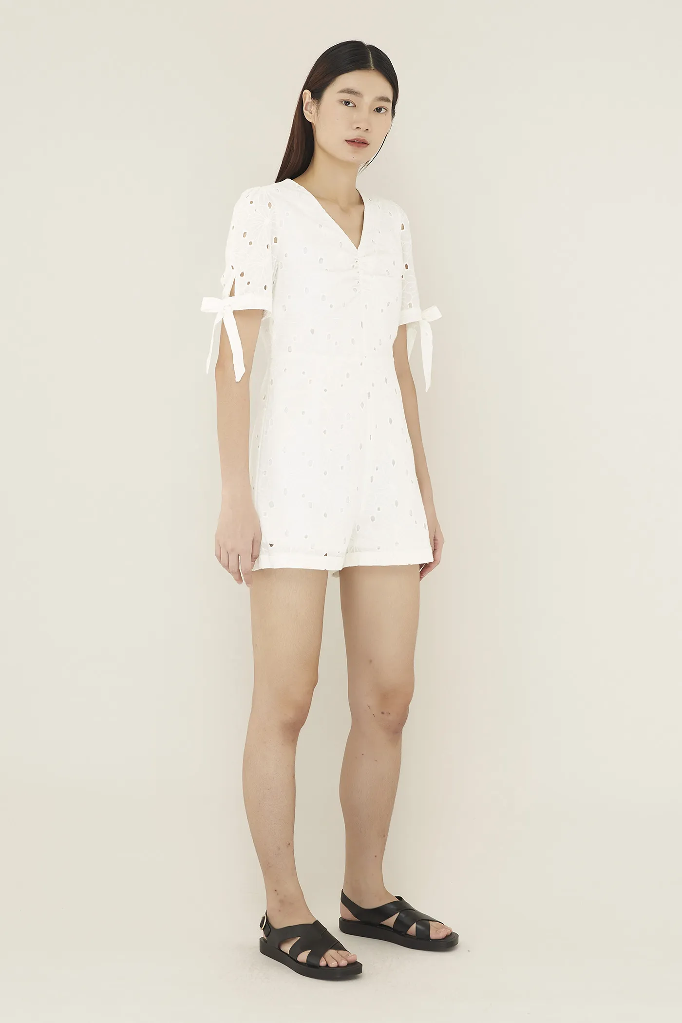 Marita Ruched-front Romper