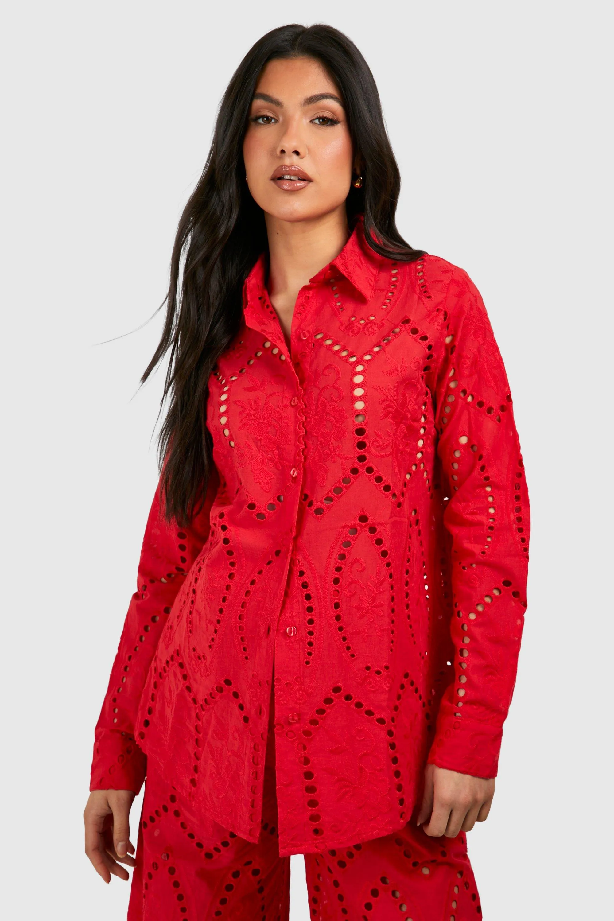 Maternity Eyelet Oversized Shirt