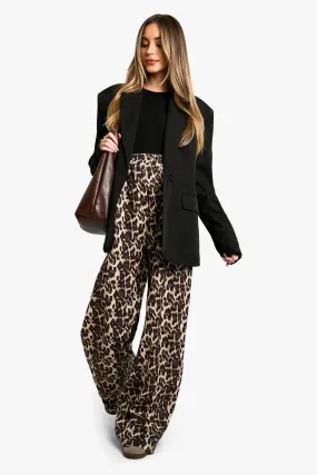 Maternity Leopard Poplin Wide Leg Pants