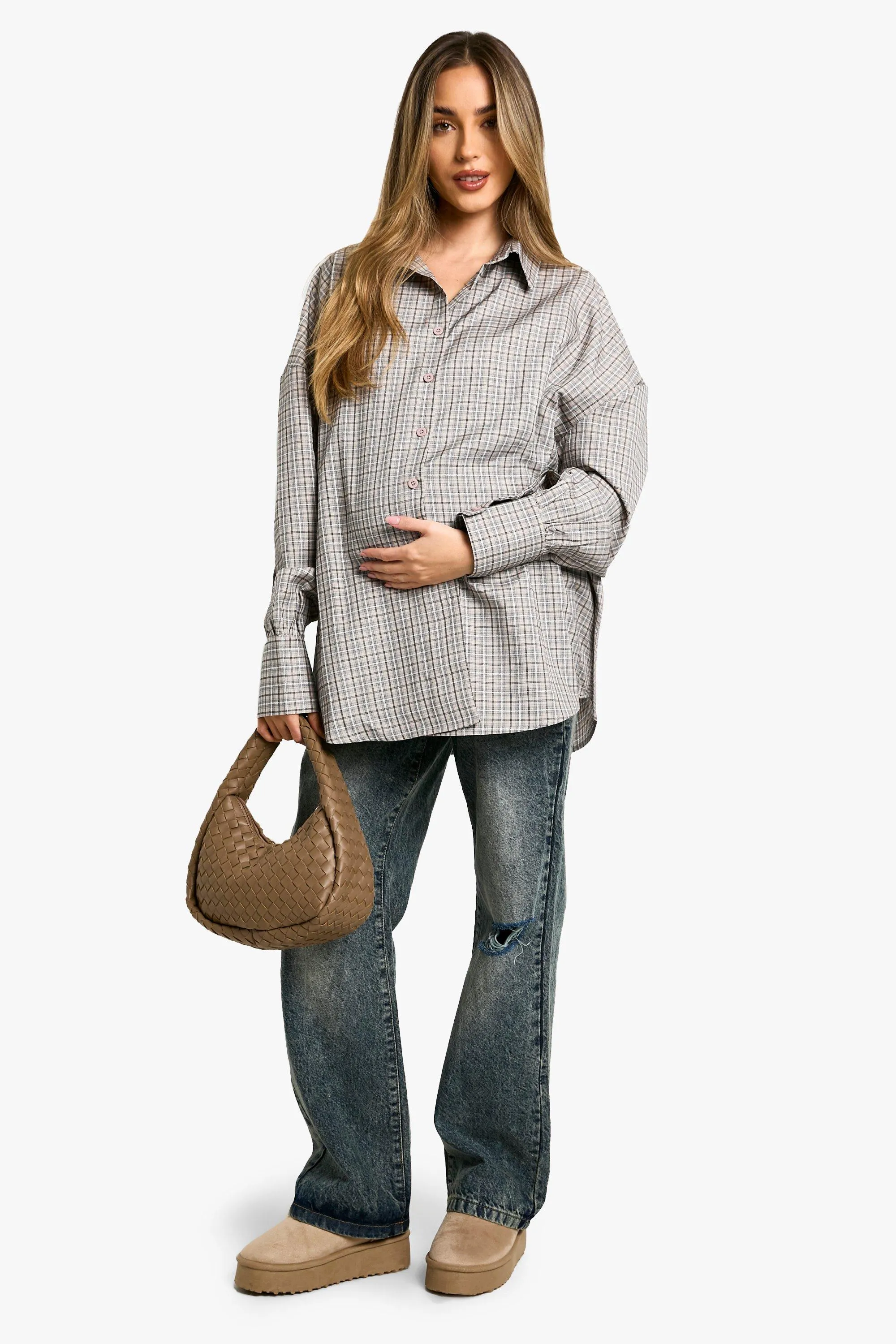 Maternity Oversized Flannel Shirt