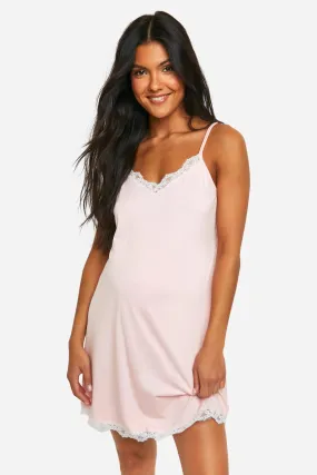 Maternity Super Soft Lace Trim Nightgown