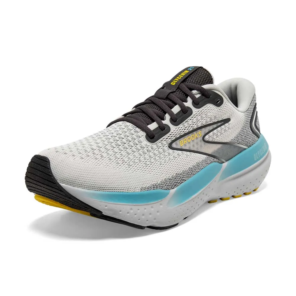 Men's Glycerin 21 Running Shoe - Coconut/Forged Iron/Yellow - Wide (2E)