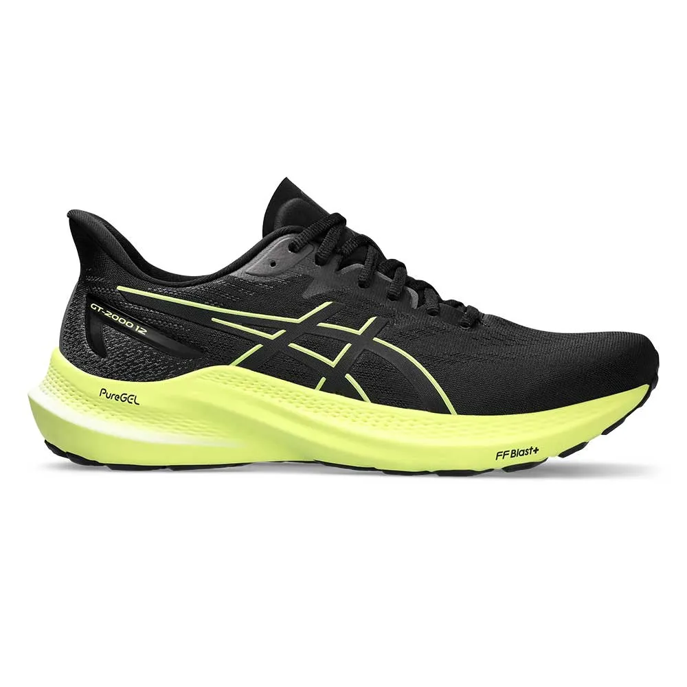 Men's GT-2000 12 Running Shoe - Black/Glow Yellow - Regular (D)