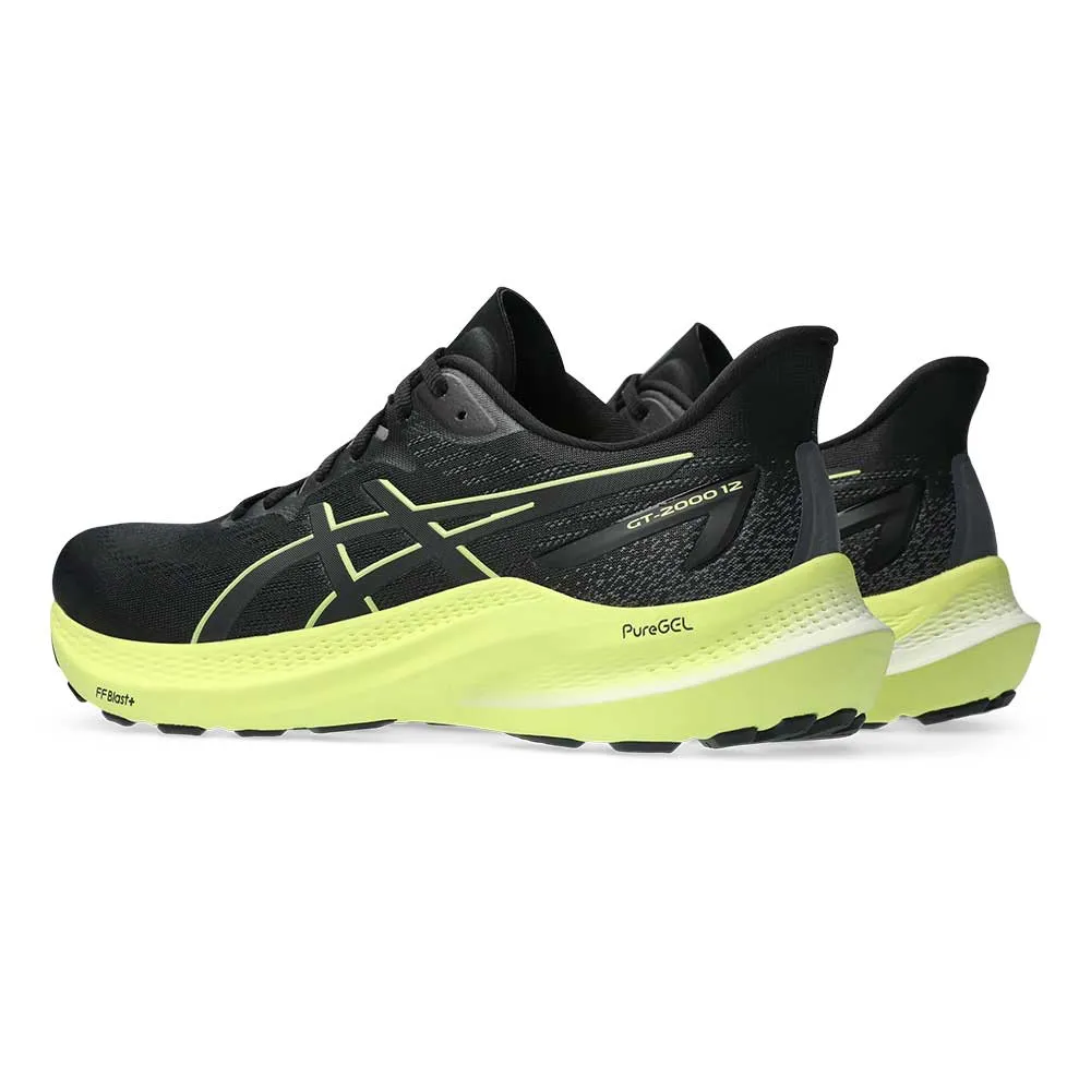 Men's GT-2000 12 Running Shoe - Black/Glow Yellow - Regular (D)